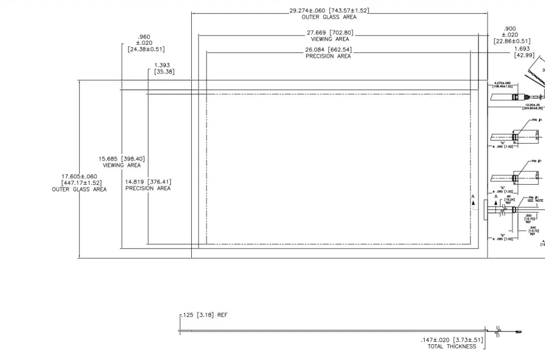 31.81 Inch 3m Replacement Surface Capacitive Touch Panel Screen 17-8951-226/98-0003-3029-4